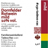Dornfelder Rotwein mild 2019